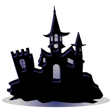 Dark castle, design for the holiday of Halloween, on a white background,