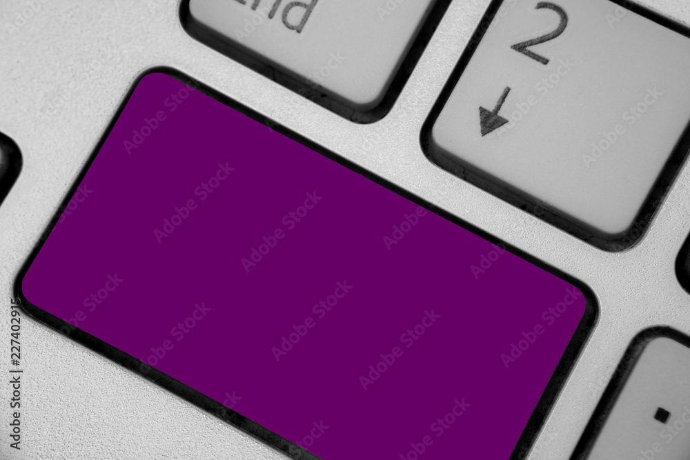 Poster Design business concept Empty copy text for Web banners promotional material mock up template. Keyboard purple key Intention create computer computing reflection document