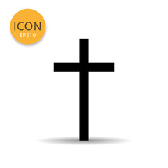 Religion cross icon flat style.