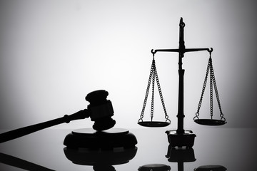 Silhouette Of Gavel And Justice Scale