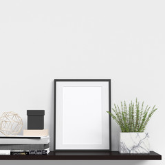 Frame Mockup Poster Mockup Interior With Decoration on Cabinet