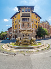 Naklejka premium Rome (Italy) - The esoteric quarter of Rome, called 'Quartiere Coppedè', designed by architect Gino Coppedè consisting of eighteen palaces and twenty-seven buildings rich in symbologies