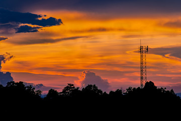 landscape sunset silhouette and Antenna