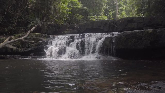 Small waterfall deep inside the rainforest of Jeram Pelangi, Maran, Malaysia