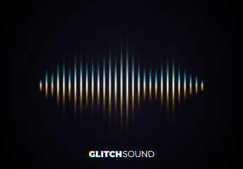 Audio or sound wave with music volume peaks and color glitch effect