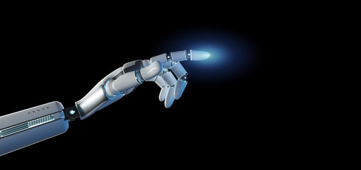 Cyborg robot hand on an uniform  background 3d rendering