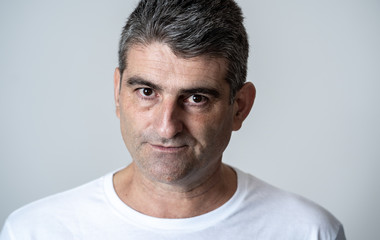 Fototapeta premium Mad and aggressive guy in facial expressions and human emotions