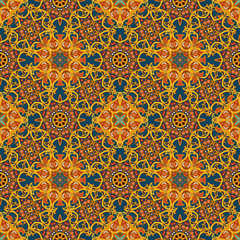 Seamless background pattern. Decorative symmetric mosaic pattern. Vector
