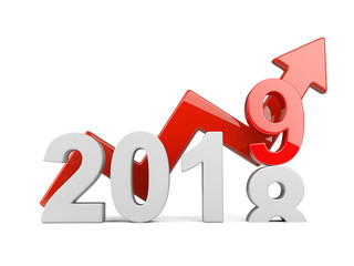 2018 2019 change concept. Represents the new year symbol with graph - view front.