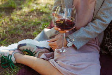 Enjoying picnic in the forest