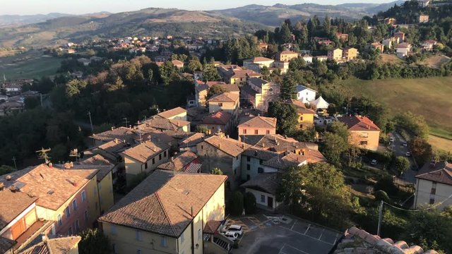30 09 2018 - Guiglia, Modena - Panorama of the mountain village of Guiglia  from castle tower in a autumn sunny sunday.