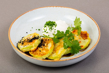 Hot zucchini pancakes