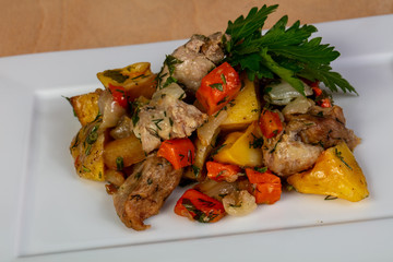 Roasted potato with pork
