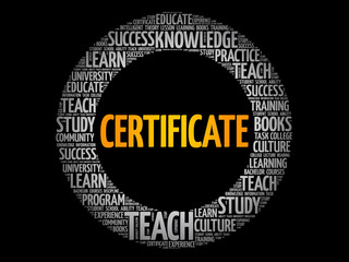 CERTIFICATE word cloud collage, education concept background