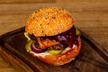 Tasty burger with meat