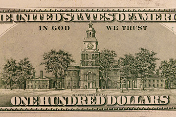 Macro shot of one hundred dollars bill