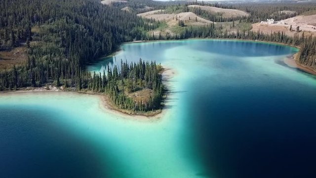 Aerial Forward: View of Mountain and Lake