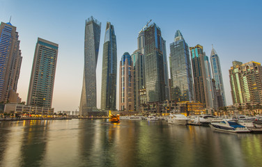 Fototapeta na wymiar Dubai Marina sunset, United Arab Emirates