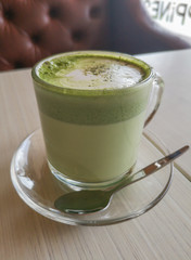 Hot green tea matcha latte
