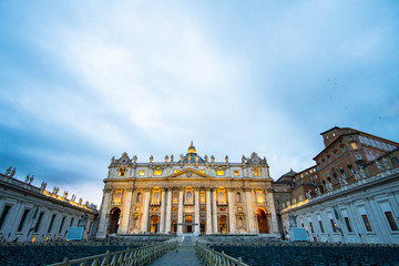 Saint Peter basilica in Rome during the blue hour