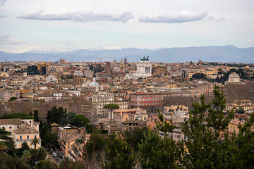 Fototapeta na wymiar Aerial panorama of Rome from Janiculum terrace