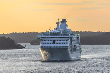 Cruise liner leaving Stockholm port. Sweeden.