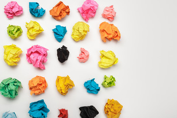 colorful crumpled paper balls
