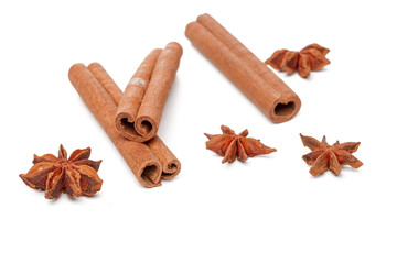 Cinnamon sticks isolated on white background