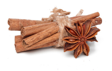 Cinnamon sticks isolated on white background
