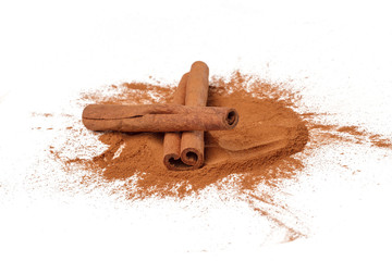 Cinnamon sticks isolated on white background