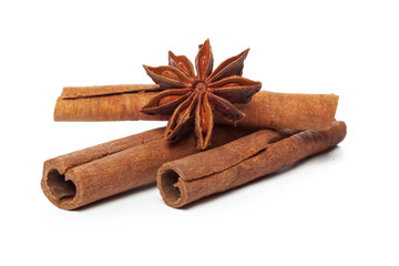 Cinnamon sticks isolated on white background
