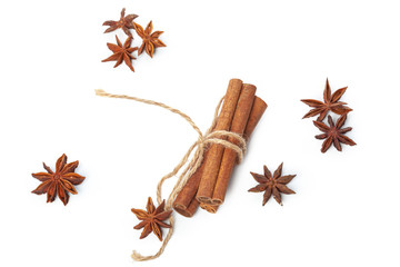 Cinnamon sticks isolated on white background