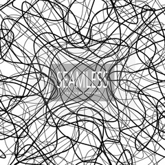 Obraz premium Line abstract seamless pattern with hand drawn lines. wavy striped vector illustration. Irregular abstract grid texture