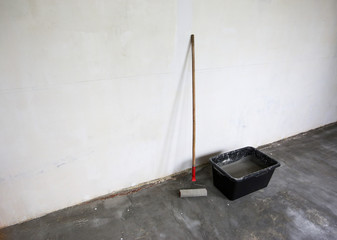 Fill screed floor repair and furnish, shallow dof