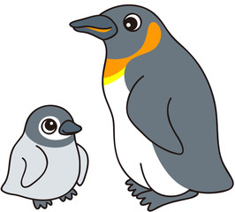 オウサマペンギンの親子