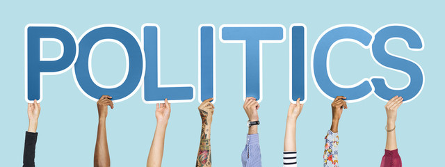 Blue letters forming the word politics