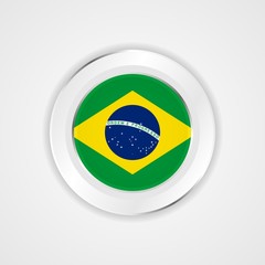 Brazil flag in glossy vector icon.