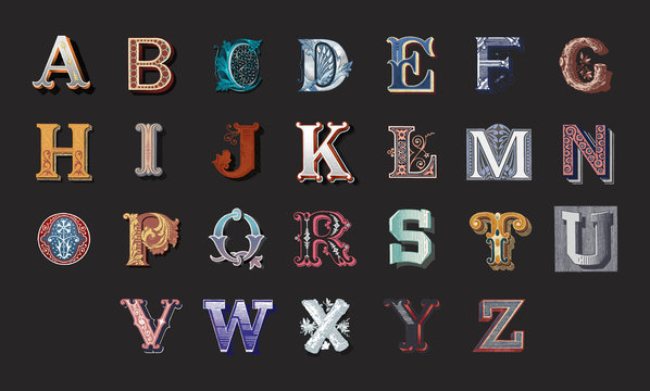 English alphabet letter A to Z icon isolated