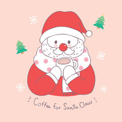 Cartoon cute Christmas coffee for Santa Claus vector.