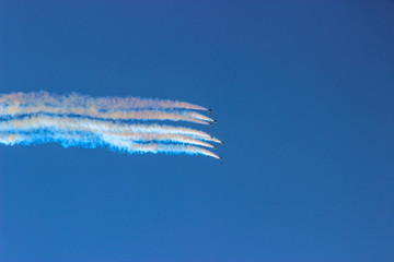 aerobatic performance with a white smoke