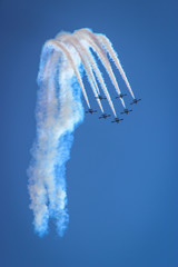aerobatic performance with a white smoke