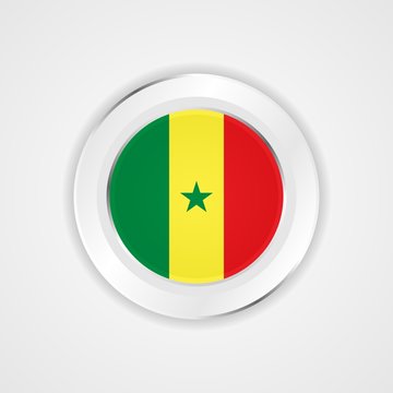 Senegal flag in glossy vector icon.