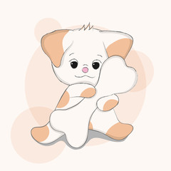 Cute dog with food animal character cartoon hand drawn.