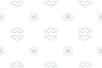 Merry Christmas and Happy New Year light simple seamless pattern with grey snowflakes on white background. Abstract winter backdrop for your holiday design. Vector illustration for xmas wrapping paper