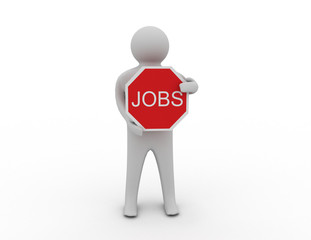 3d man with jobs sign