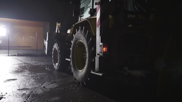 Backhoe moving forward then stops