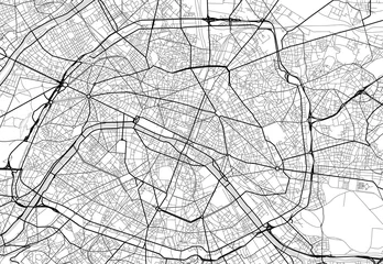 Stof per meter Vector stadsplattegrond van Parijs in zwart-wit © Maria Kazanova
