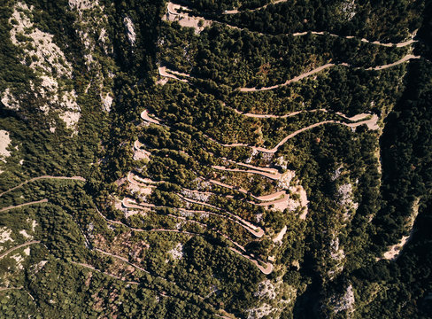 Montenegro. Serpentine. Climb to mount Lovcen. Road to Lovcen national Park. Summer. The view from the top. 