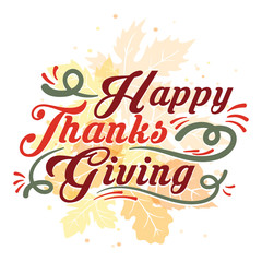Vector illustration. Happy Thanksgiving Day typography vector design for greeting cards and poster