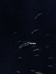 Obraz na płótnie Canvas Space Opera: Armada of Battleships 3d Illustration
